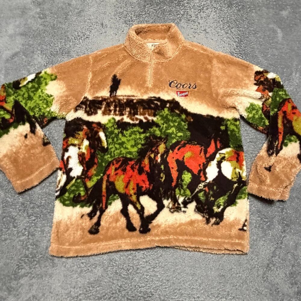 Coors Banquet Polyester Half zip Fleece Limited Edition Men’s Medium Horse